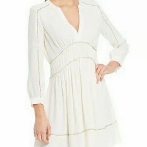 Chelsea & Violet Cream V-Neck Long Sleeve Mini Dress